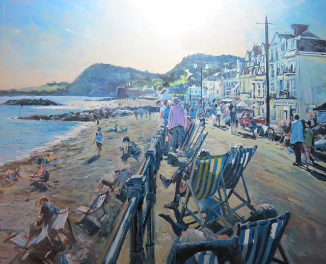 Sidmouth, deckchairs. Oil on panel.