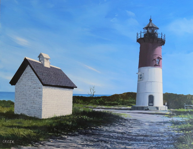 Nauset Light House, Cape Cod. Acrylic on panel.